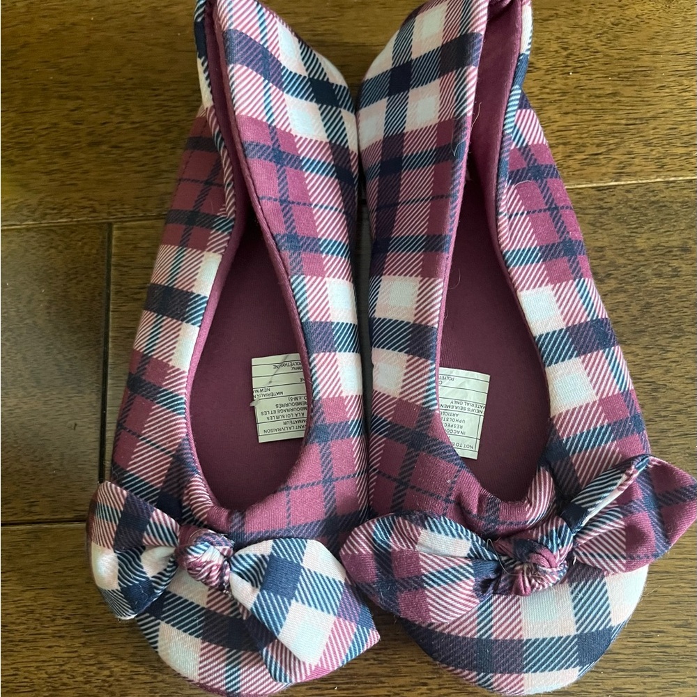 Plaid Bow Women's small Flats / sleepers
